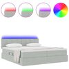 vidaXL Cama com luzes de tira LED Cinzento-claro 180 x 200 cm Veludo