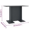 vidaXL Mesa de jantar 110x60x75 cm contraplacado cinzento