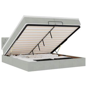 vidaXL Estrutura de cama otomana com colch&atilde;o 200x200 cm cinzento claro