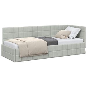 vidaXL Estrutura de Cama de Canto Cinzento-claro 80 cm x 200 cm Veludo