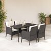 vidaXL 5 pcs conjunto de jantar p/ jardim c/ almofad&otilde;es vime PE preto