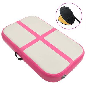 vidaXL Colch&atilde;o de gin&aacute;stica insufl&aacute;vel c/ bomba 60x100x15 cm PVC rosa