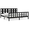 vidaXL Estrutura de cama com cabeceira 200x200 cm madeira maci&ccedil;a preto