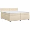 vidaXL Cama box spring com colch&atilde;o Creme 200 x 200 cm Tecido