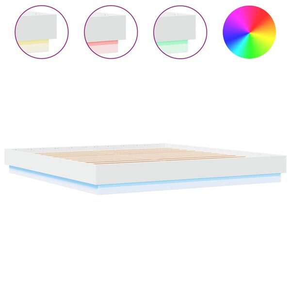 vidaXL Estrutura de cama com luzes LED 200x200 cm branco