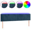 vidaXL Cabeceira de cama c/ luzes LED veludo 160x5x78/88cm azul-escuro