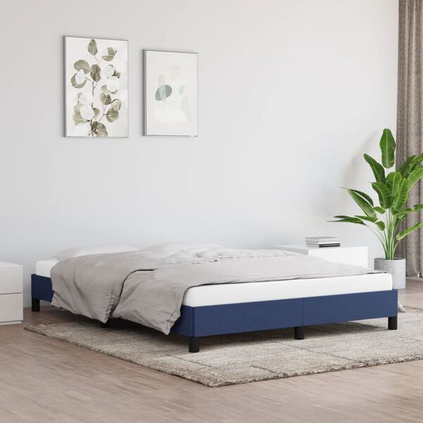 vidaXL Estrutura de cama sem colch&atilde;o 140x190 cm tecido azul