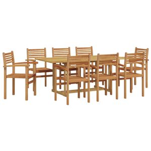 vidaXL Conjunto de Jantar para Jardim 9 unid. Castanho
