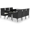 vidaXL 7 pcs conjunto de jantar para jardim vime PE preto