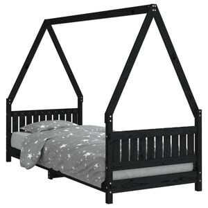 vidaXL Estrutura de cama infantil 80x200 cm pinho maci&ccedil;o preto