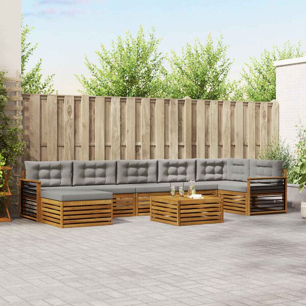 vidaXL Conjuntos de sof&aacute;s com almofada 8 pcs Cinza Natural e Claro