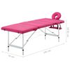 vidaXL Mesa de massagens dobrável 4 zonas alumínio rosa