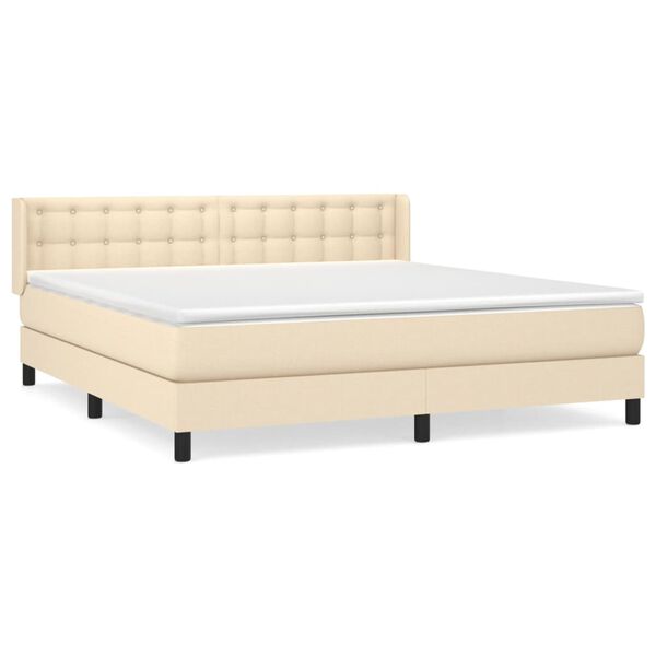 vidaXL Cama com molas/colch&atilde;o 180x200 cm tecido cor creme