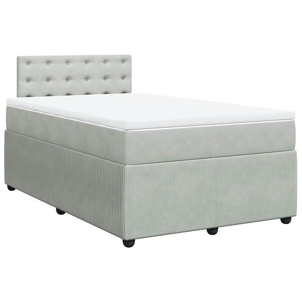 vidaXL Cama boxspring c/ colch&atilde;o 120x200 cm veludo cinzento-claro