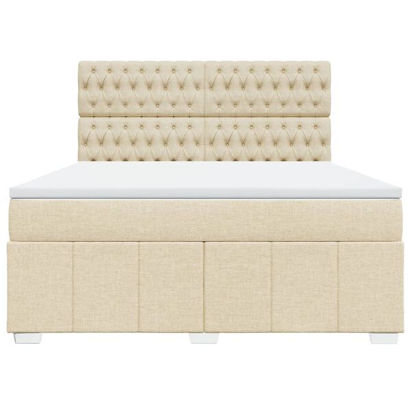 vidaXL Cama com molas/colch&atilde;o 180x200 cm tecido cor creme