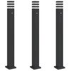 vidaXL Candeeiro ch&atilde;o p/ exterior c/ sensor 3 pcs 110cm alum&iacute;nio preto