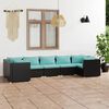 vidaXL 7 pcs conjunto lounge de jardim c/ almofad&otilde;es vime PE preto