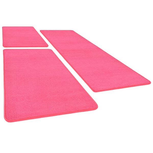 vidaXL Tapetes de quarto shaggy pelo alto 3 pcs rosa