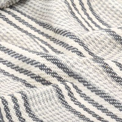vidaXL Manta em algodão às riscas 125x150 cm cinzento e branco