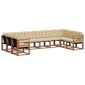 vidaXL Conjunto de Sof&aacute;s para Exterior 10 pcs Natural e Bege