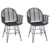 vidaXL Cadeira de jantar 2 unid. Rattan e Ferro Preto 57 x 55 x 85 cm