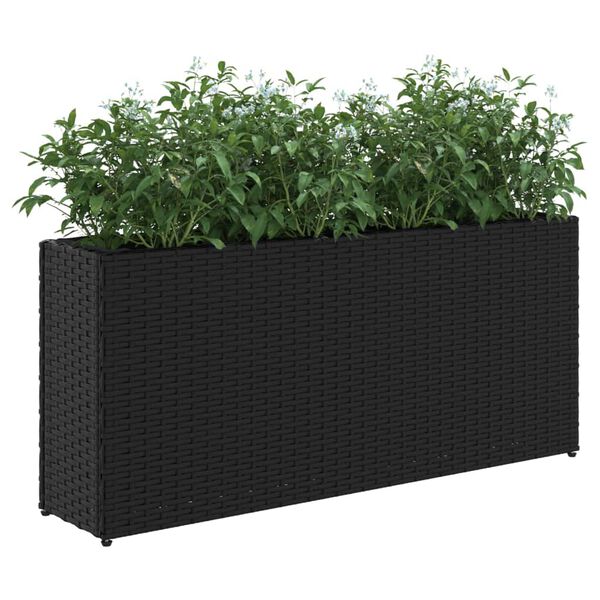 vidaXL Floreira de jardim com 2 vasos 2pcs 90x20x40 cm vime PE preto