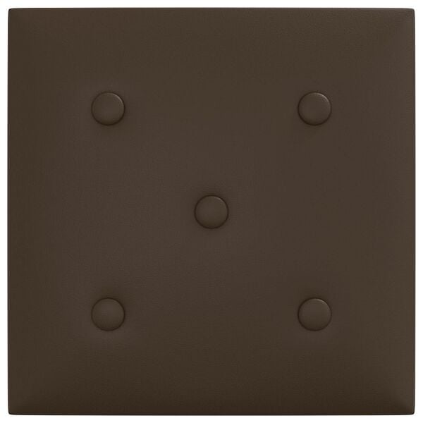 vidaXL Cabeceira de Parede 12 pcs Castanho 30 x 30 cm Couro Sint&eacute;tico