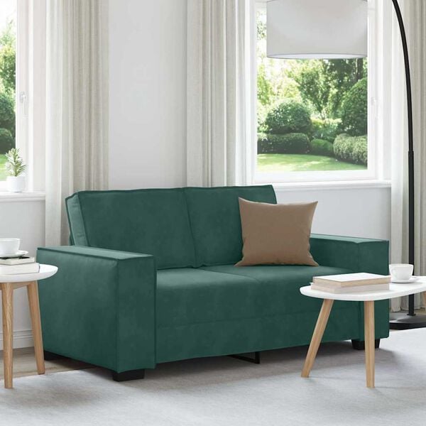 vidaXL Sof&aacute; de 2 lugares 160x78x84 cm veludo verde-escuro