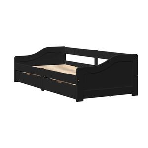 vidaXL Sof&aacute;-cama com 2 gavetas sem colch&atilde;o 90x200 cm IRUN preto