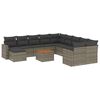 vidaXL 12 pcs conjunto de sof&aacute;s jardim c/ almofad&otilde;es vime PE cinzento