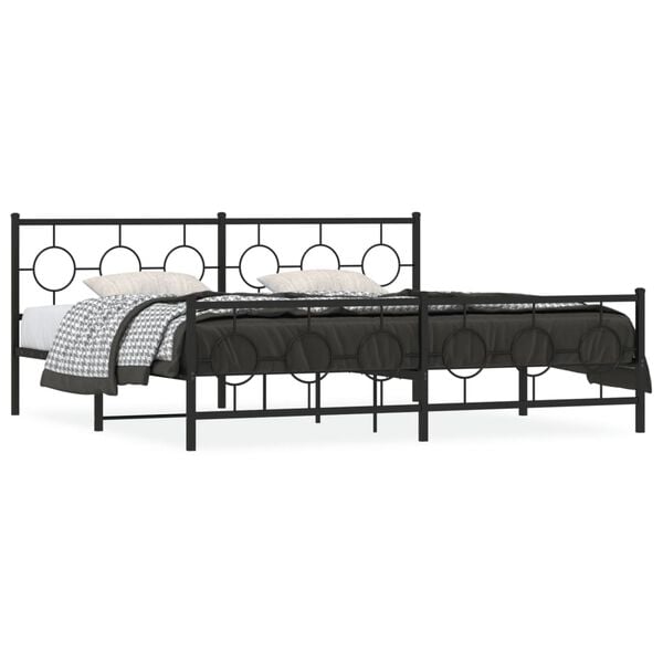 vidaXL Estrutura de cama com cabeceira e p&eacute;s 200x200 cm metal preto