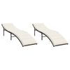 vidaXL Espregui&ccedil;adeiras com almofad&otilde;es 2 pcs vime PE castanho
