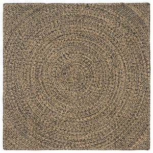 vidaXL Tapete de &Aacute;rea Natural e Preto 160 x 160 cm Juta