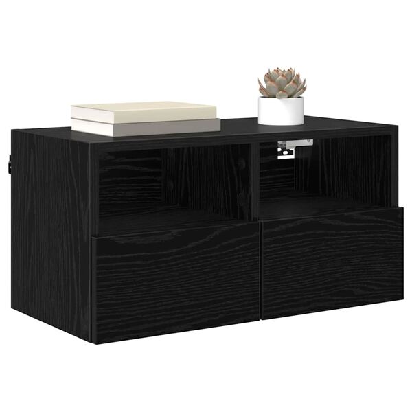 vidaXL Gabinetes de TV na Parede 2 pcs Carvalho Preto 60 x 30 x 30 cm