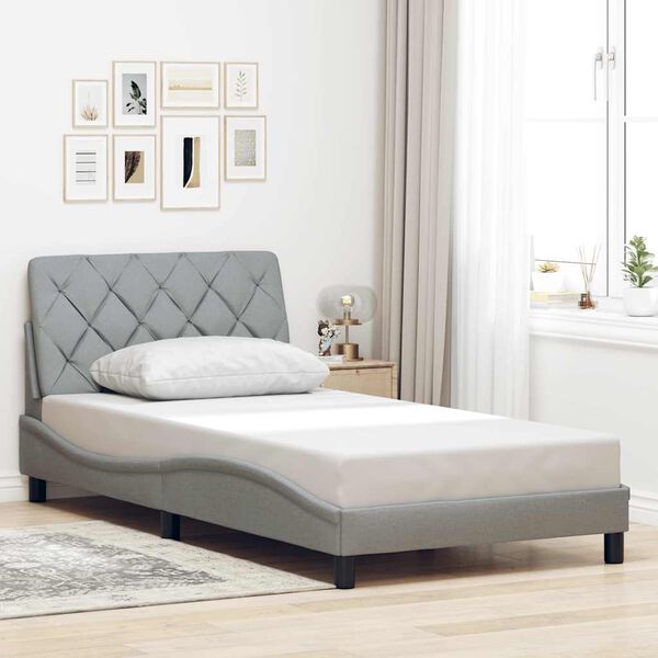 vidaXL Estrutura de cama sem colch&atilde;o 100x200 cm tecido cinzento-claro