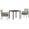 vidaXL Conjunto de Jantar para Jardim 3 pcs Cinzeto vime PE