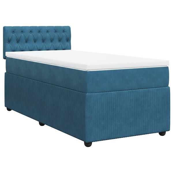 vidaXL Cama boxspring com colch&atilde;o 90x200 cm veludo azul