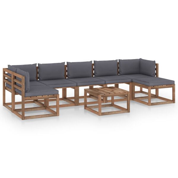 vidaXL 8 pcs conjunto lounge de jardim com almofad&otilde;es antracite
