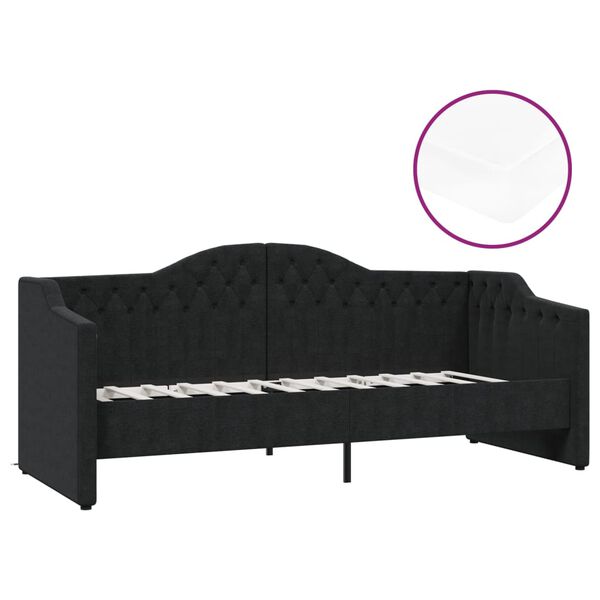 vidaXL Sof&aacute;-cama c/ colch&atilde;o e sa&iacute;da USB 90x200 cm tecido preto
