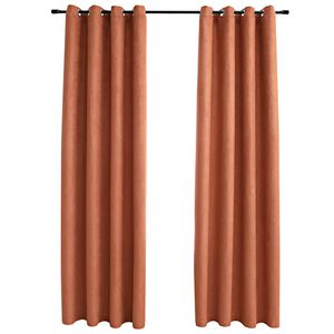 vidaXL Cortinas blackout c/ argolas em metal 2 pcs 140x175 cm ferrugem