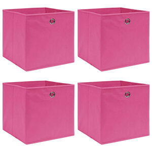 vidaXL Caixas de arruma&ccedil;&atilde;o 4 pcs 32x32x32 cm tecido rosa