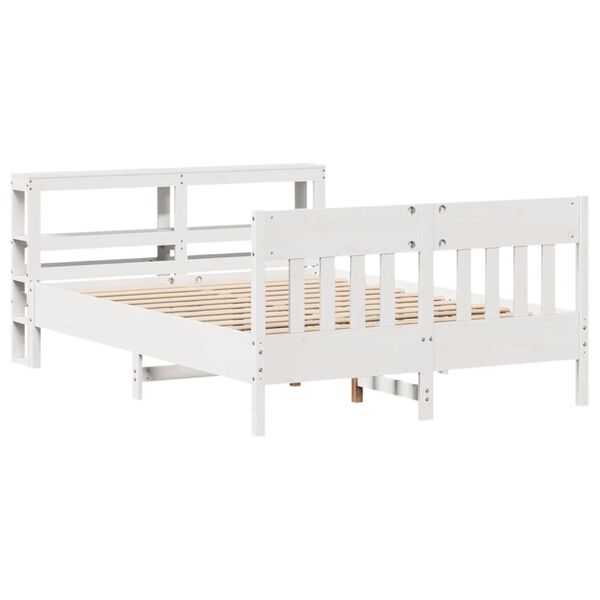 vidaXL Cama sem colch&atilde;o 120x190 cm madeira de pinho maci&ccedil;a branco