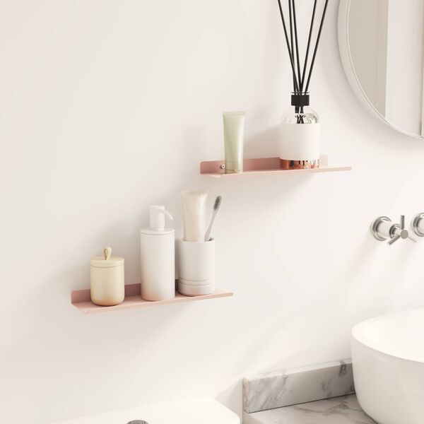 vidaXL Prateleira Flutuante 2 pcs Rosa 30 x 9 x 2,5 cm A&ccedil;o