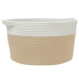 vidaXL Cesto de arruma&ccedil;&atilde;o &Oslash;40x25 cm algod&atilde;o bege e branco
