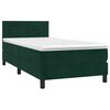 vidaXL Cama com molas/colch&atilde;o 90x200 cm veludo verde-escuro
