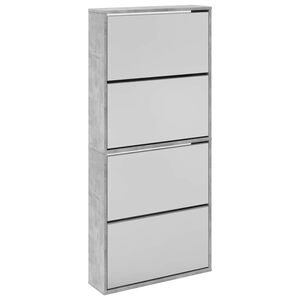 vidaXL Sapateira c/ espelho 4 divis&oacute;rias 63x17x134 cm cinza cimento