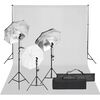 vidaXL Kit de est&uacute;dio fotogr&aacute;fico com conjunto de ilumina&ccedil;&atilde;o e fundo