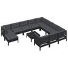 vidaXL 12 pcs conjunto lounge de jardim c/ almofad&otilde;es pinho preto