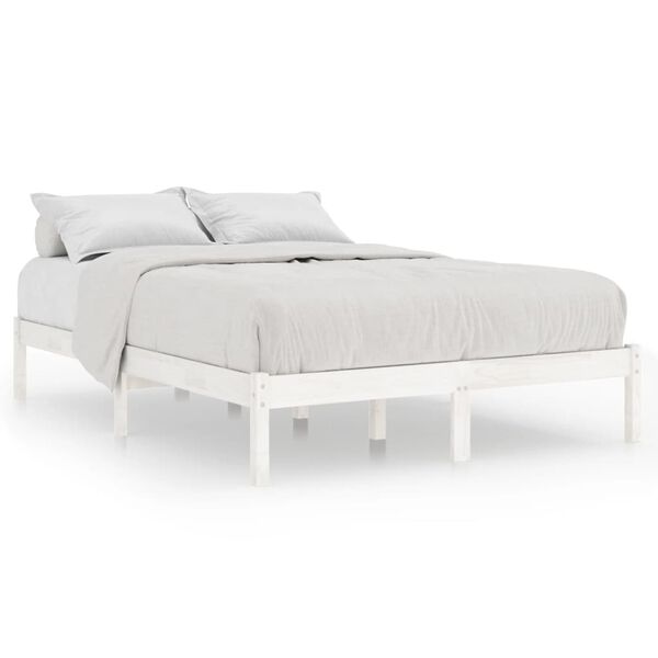 vidaXL Estrutura cama pequena casal 120x190 cm pinho maciço branco