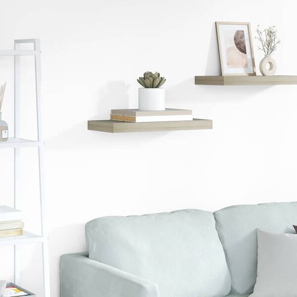 vidaXL Prateleira de parede suspensa 50x23x3,8 cm MDF cor carvalho